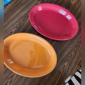 Two FiestaWare Serving Platters Scarlet & Orange